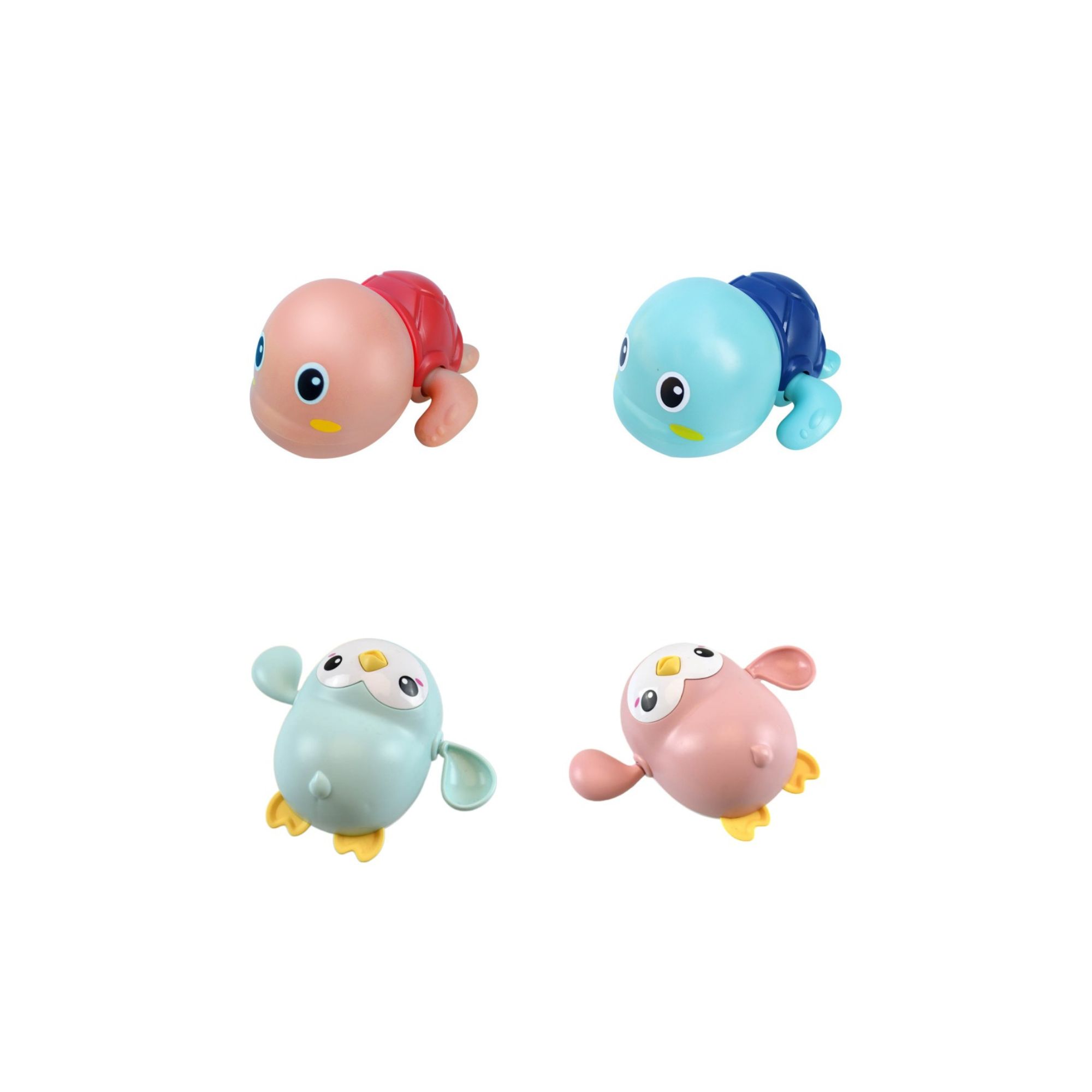 SET BABYLUNA 4 JUGUETES NADADORES BAÑO BEBÉ PINGÜINO Y TORTUGA MULTICOLOR - 1