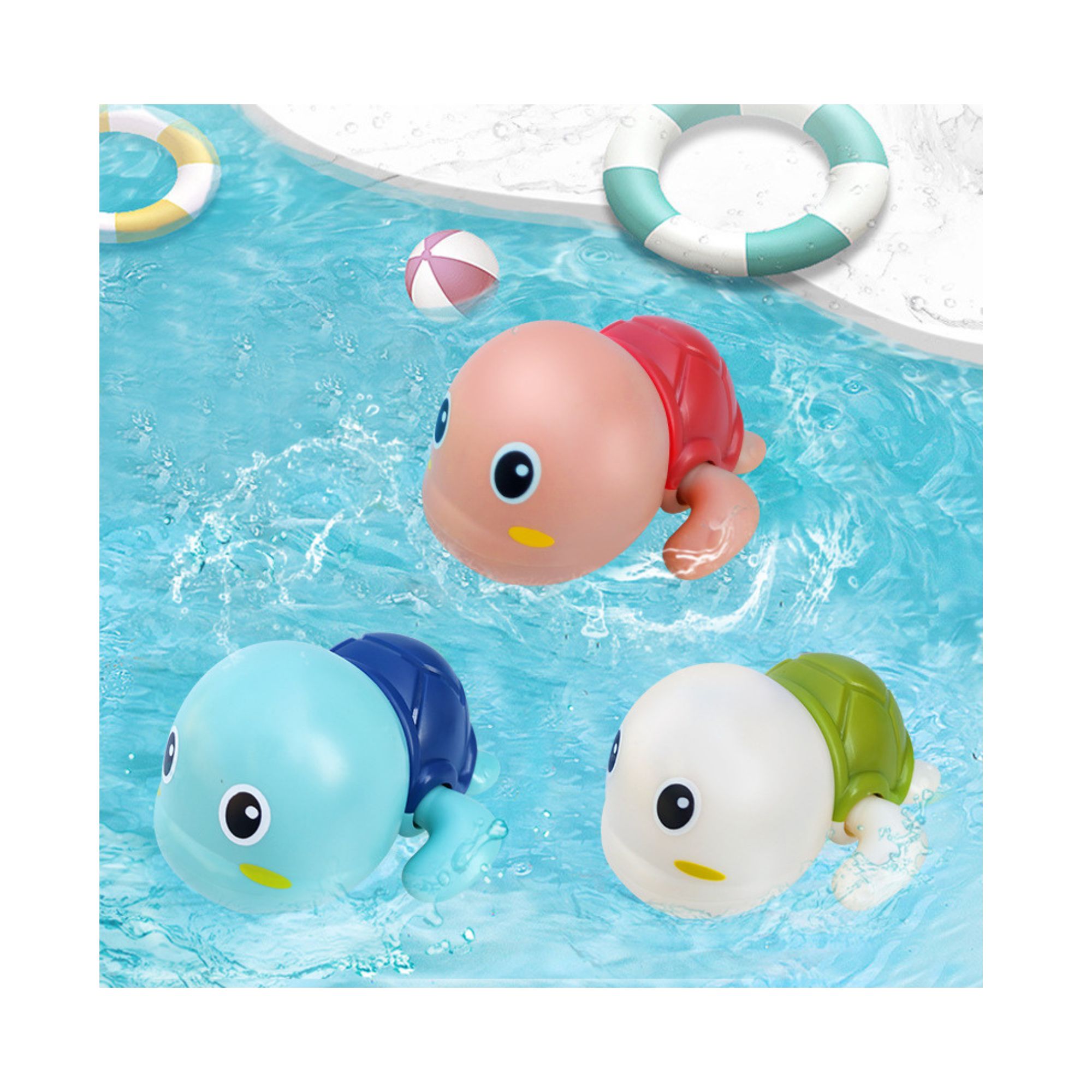SET BABYLUNA 4 JUGUETES NADADORES BAÑO BEBÉ PINGÜINO Y TORTUGA MULTICOLOR - 2