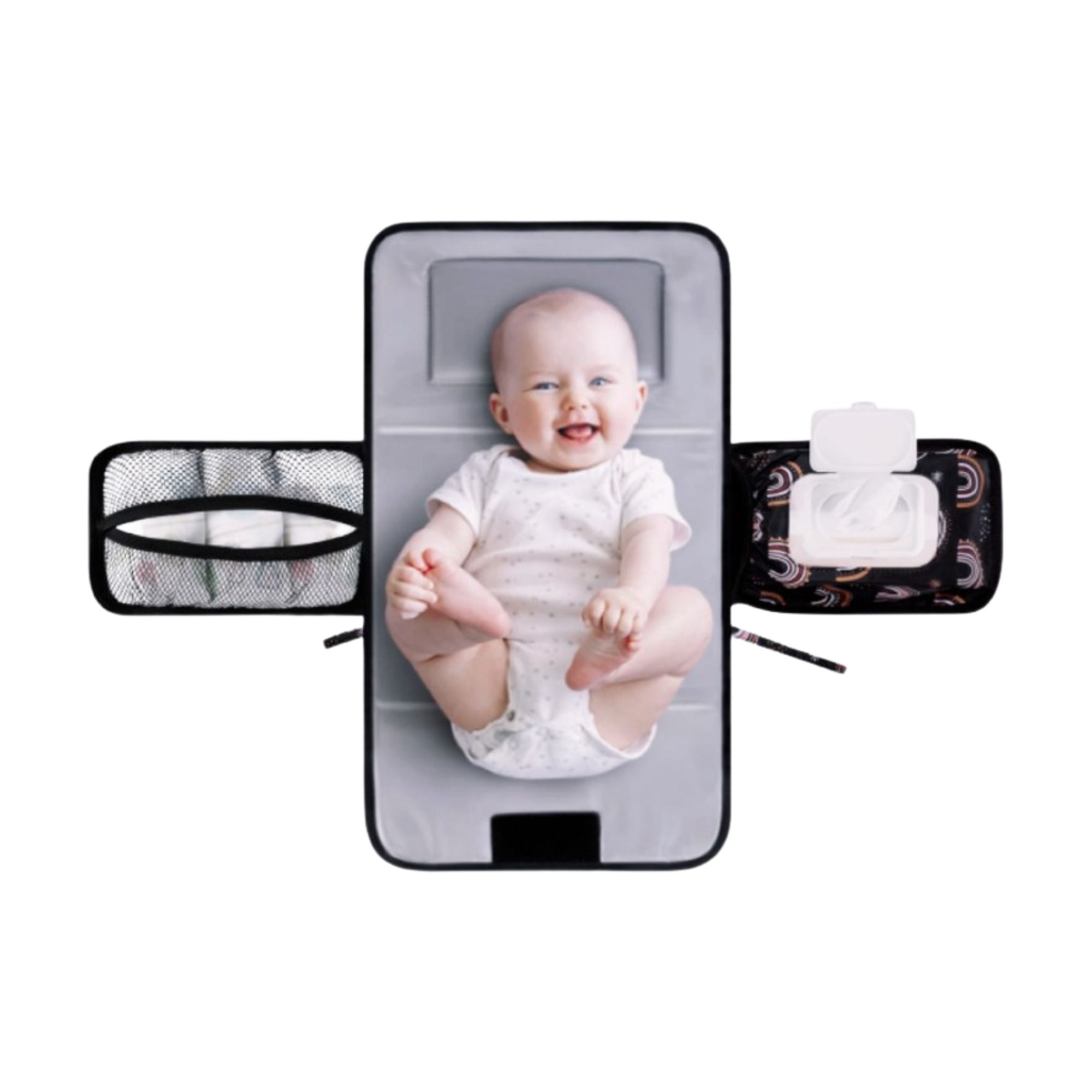MOCHILA BABYLUNA MUDADOR PORTÁTIL CAMBIAR PAÑALES BEBÉ NEGRO - 1