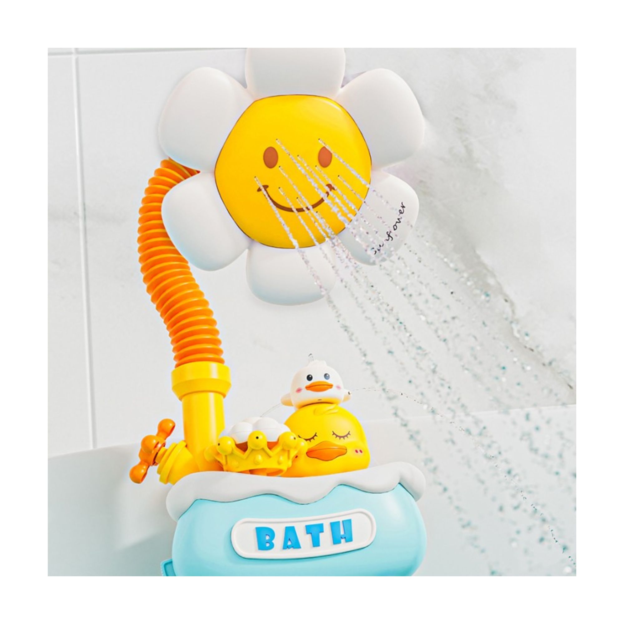 LANZA AGUA BABYLUNA JUGUETE BAÑO BEBÉ GIRASOL AMARILLO - 2