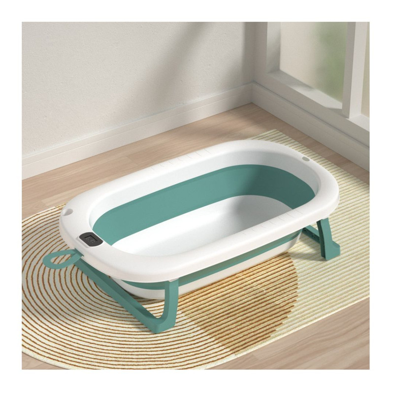 TINA BAÑERA PLEGABLE BEBÉ CON TERMÓMETRO Y COJÍN ESTRELLA VERDE - 3