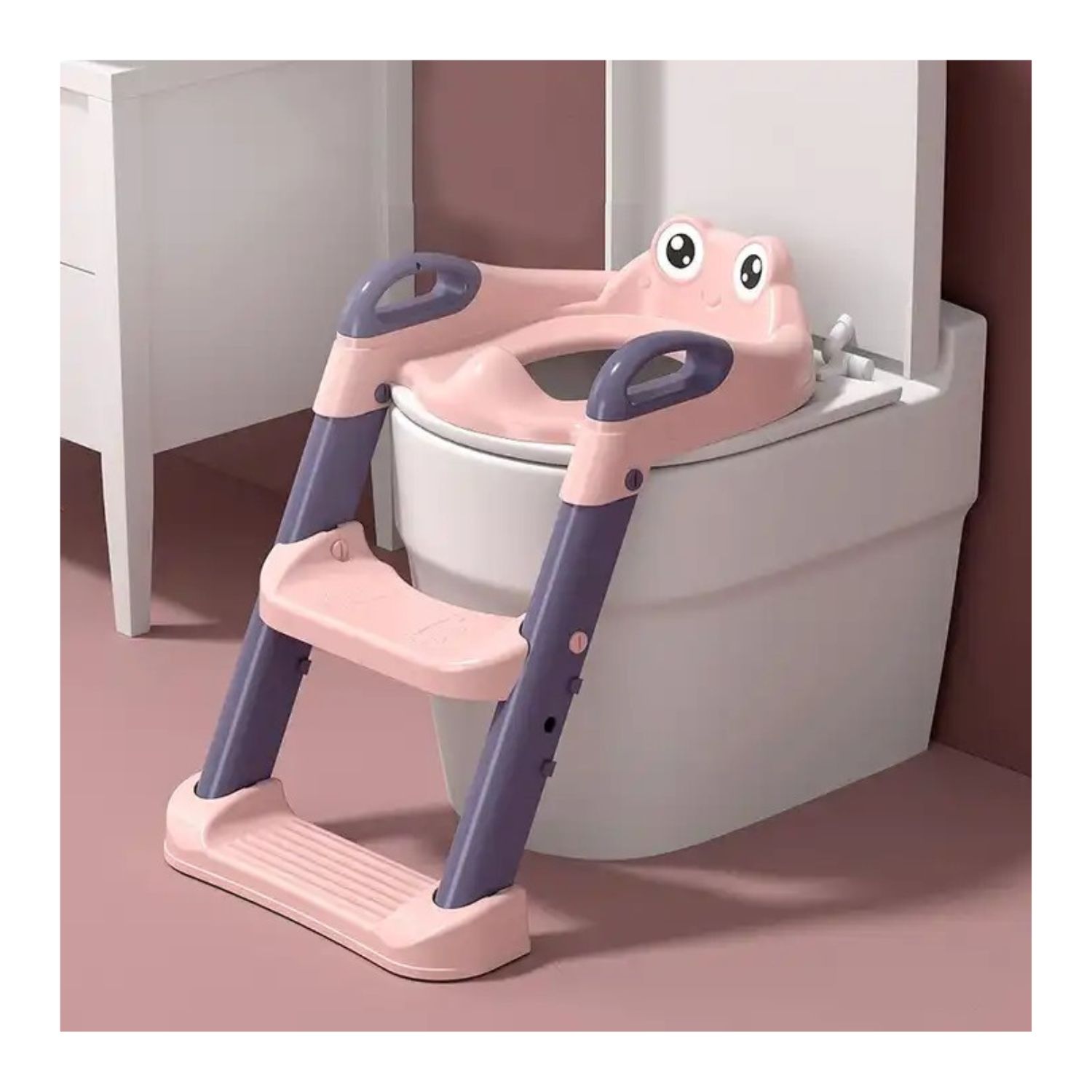 ASIENTO BABYLUNA ESC2 WC PNK Y ESCALERA ADAPTADOR PLEGABLE BAÑO NIÑOS ROSADO - 3