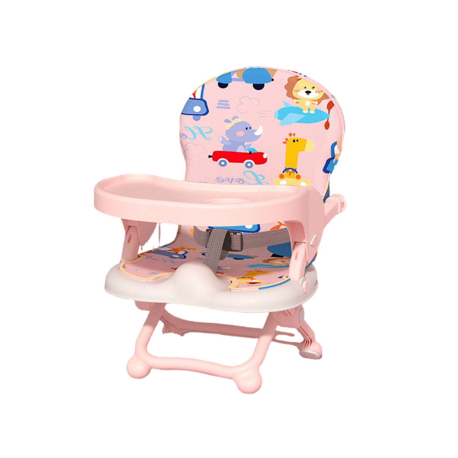 SILLA BABYLUNA SIL2EN1ROS 2 EN 1 COMER O JUGAR PORTÁTIL COJÍN ANIMALES ROSADO - 1
