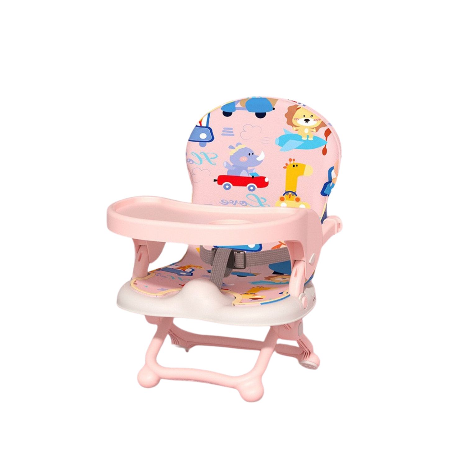 SILLA BABYLUNA SIL2EN1ROS 2 EN 1 COMER O JUGAR PORTÁTIL COJÍN ANIMALES ROSADO - 2