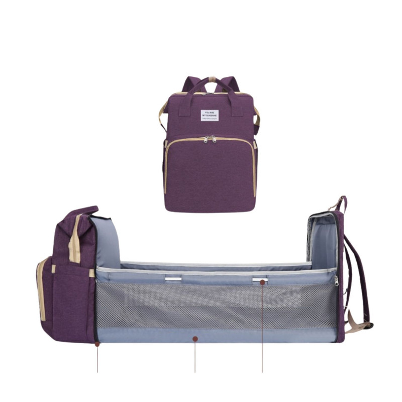 MOCHILA 3 EN 1 - BOLSO, CUNA Y MUDADOR PORTÁTIL ROJO - 3