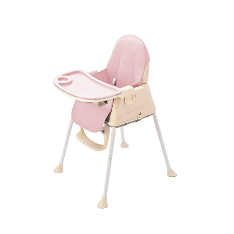 SILLA DE COMER 4 EN 1 CON CINTURÓN, DOBLE BANDEJA PARA NIÑOS ROSA - 2