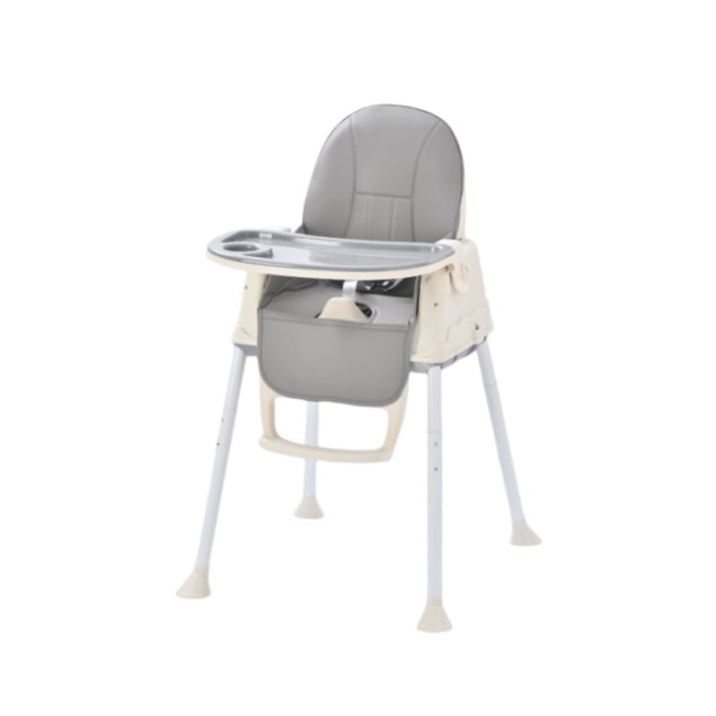 SILLA DE COMER 4 EN 1 CON CINTURÓN, DOBLE BANDEJA PARA NIÑOS GRIS - 1