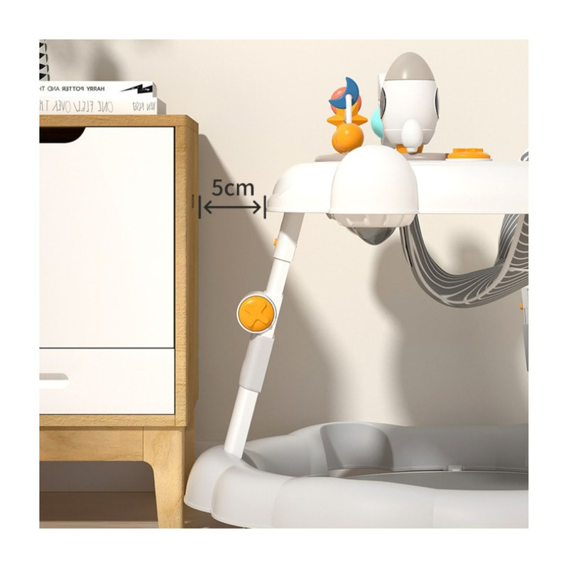 ANDADOR PLEGABLE AJUSTABLE CON JUGUETE, PISADOR Y MÚSICA GRIS - 3