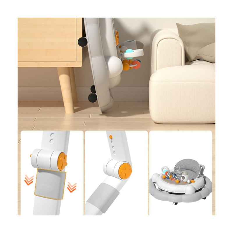 ANDADOR PLEGABLE AJUSTABLE CON JUGUETE, PISADOR Y MÚSICA GRIS - 7