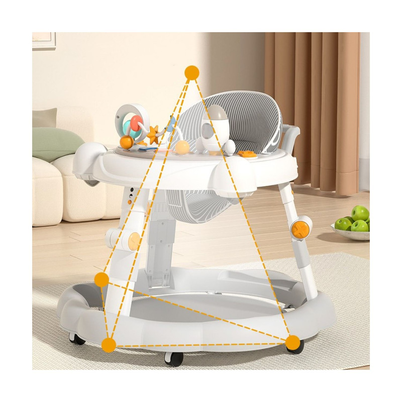 ANDADOR PLEGABLE AJUSTABLE CON JUGUETE, PISADOR Y MÚSICA GRIS - 8