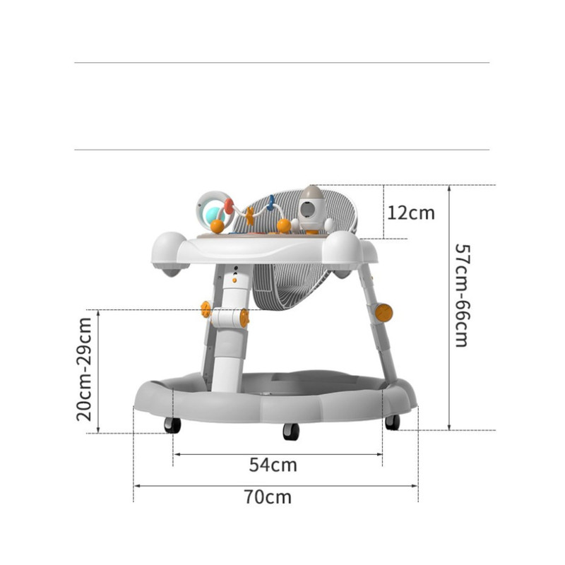 ANDADOR PLEGABLE AJUSTABLE CON JUGUETE, PISADOR Y MÚSICA GRIS - 9