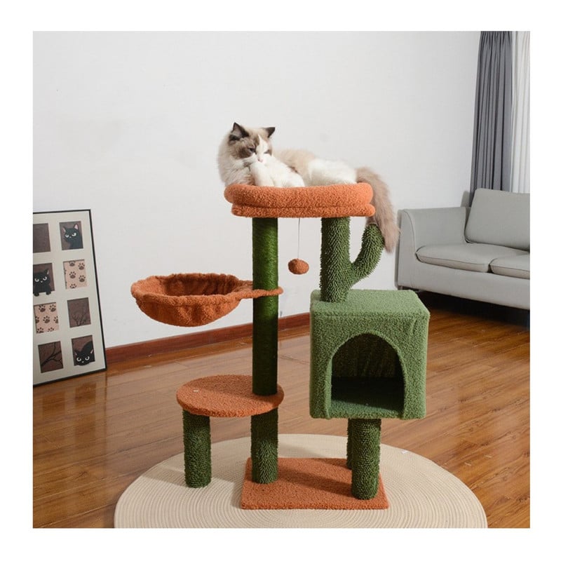 RASCADOR GIMNASIO PARA GATOS CON JUGUETES VERDE - 2