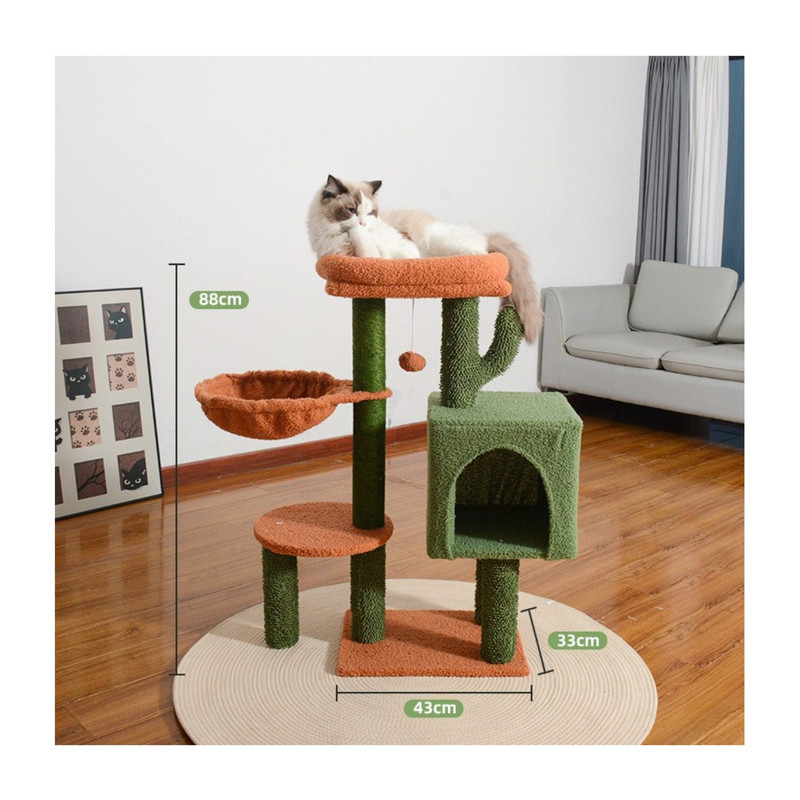 RASCADOR GIMNASIO PARA GATOS CON JUGUETES VERDE - 4