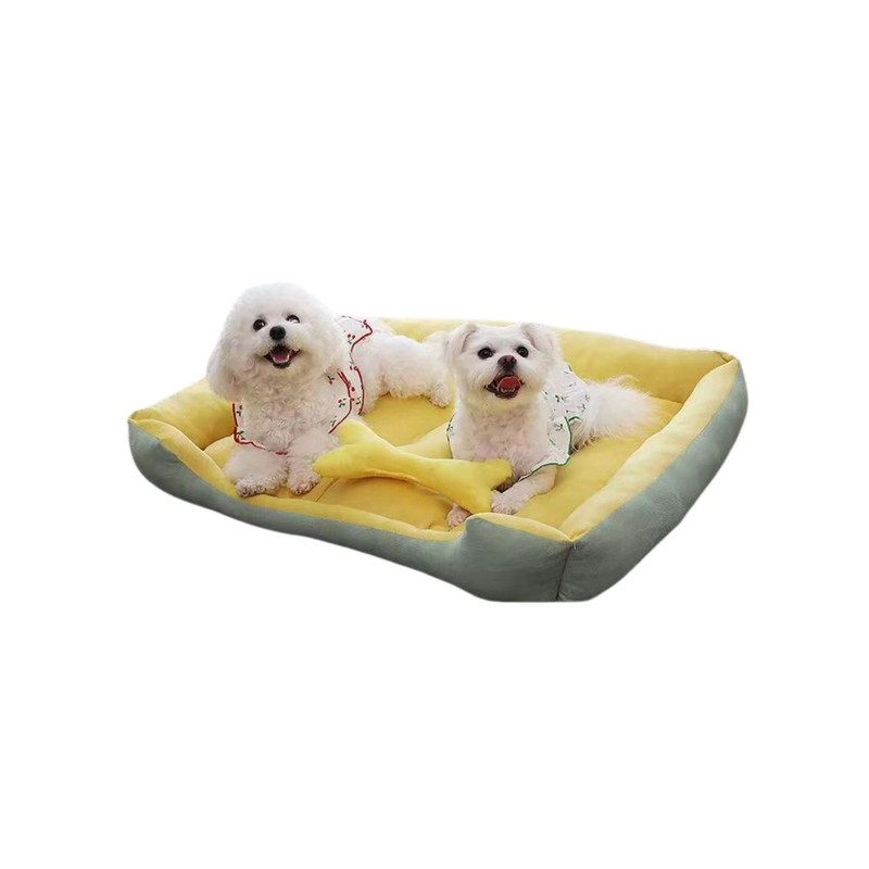 CAMA PARA MASCOTAS XL CON JUGUETE MÁXIMA COMODIDAD AMARILLA - 4