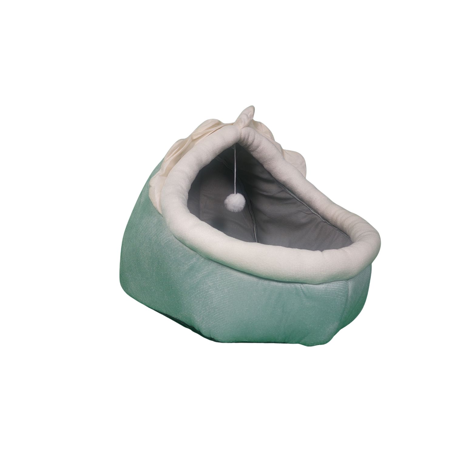 CASA CAMA SUAVE PARA GATOS CON JUGUETE COLGANTE VERDE - 6