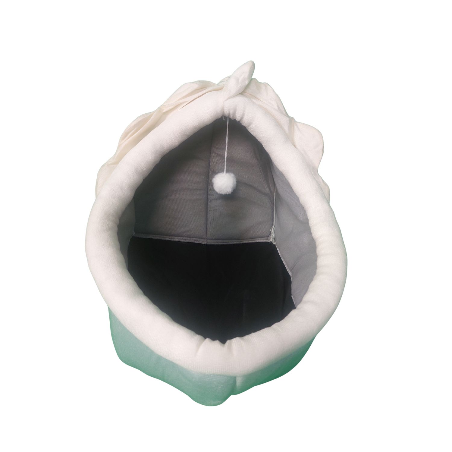 CASA CAMA SUAVE PARA GATOS CON JUGUETE COLGANTE VERDE - 8