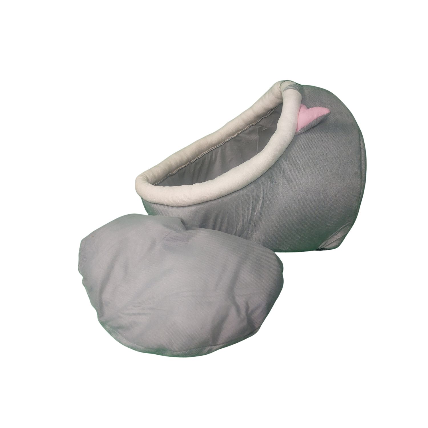 CASA CAMA SUAVE PARA GATOS CON JUGUETE COLGANTE GRIS - 2
