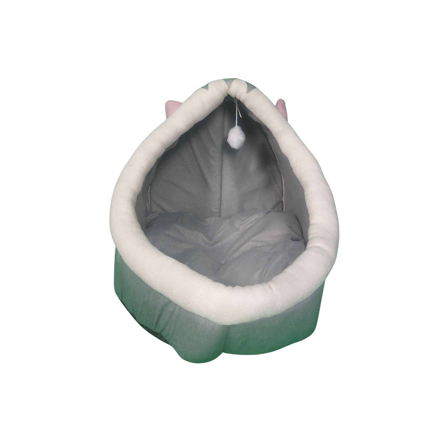 CASA CAMA SUAVE PARA GATOS CON JUGUETE COLGANTE GRIS - 4