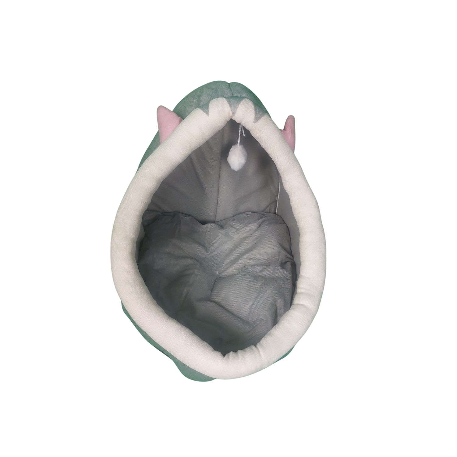 CASA CAMA SUAVE PARA GATOS CON JUGUETE COLGANTE GRIS - 5
