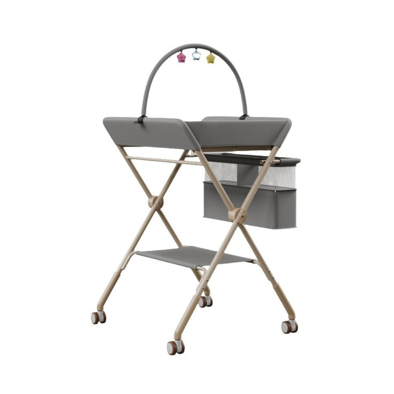 CAMBIADOR DE PAÑALES PLEGABLE CON JUGUETE Y CINTURÓN GRIS - 1