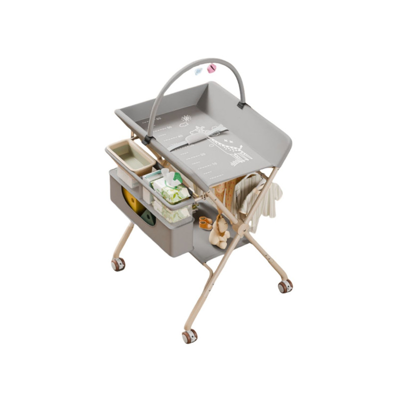 CAMBIADOR DE PAÑALES PLEGABLE CON JUGUETE Y CINTURÓN GRIS - 2