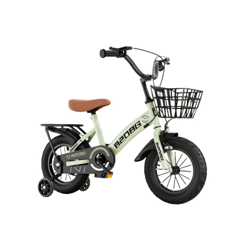 BICICLETA INFANTIL ARO 12 CESTA Y RUEDA CON LUCES VERDE - 1