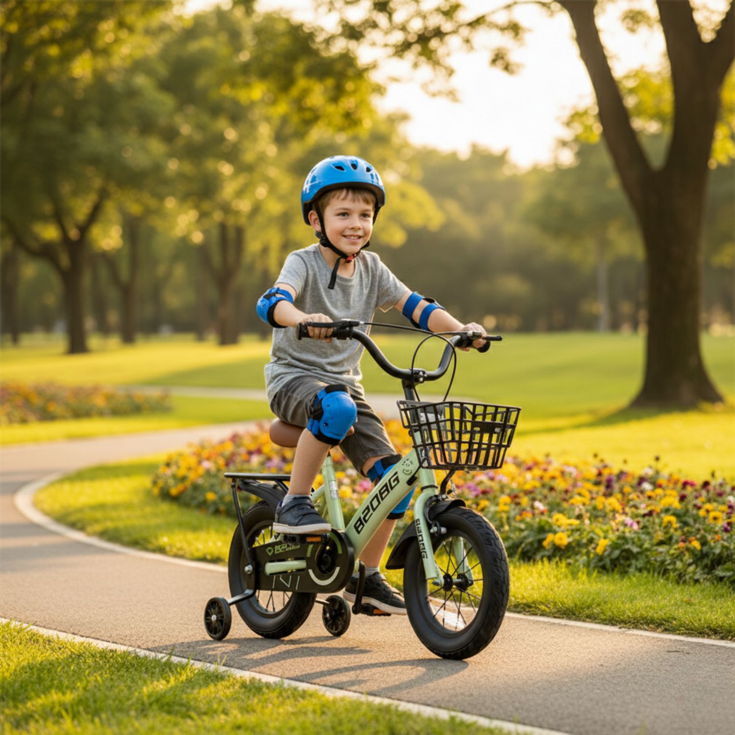 BICICLETA INFANTIL ARO 12 CESTA Y RUEDA CON LUCES VERDE - 2