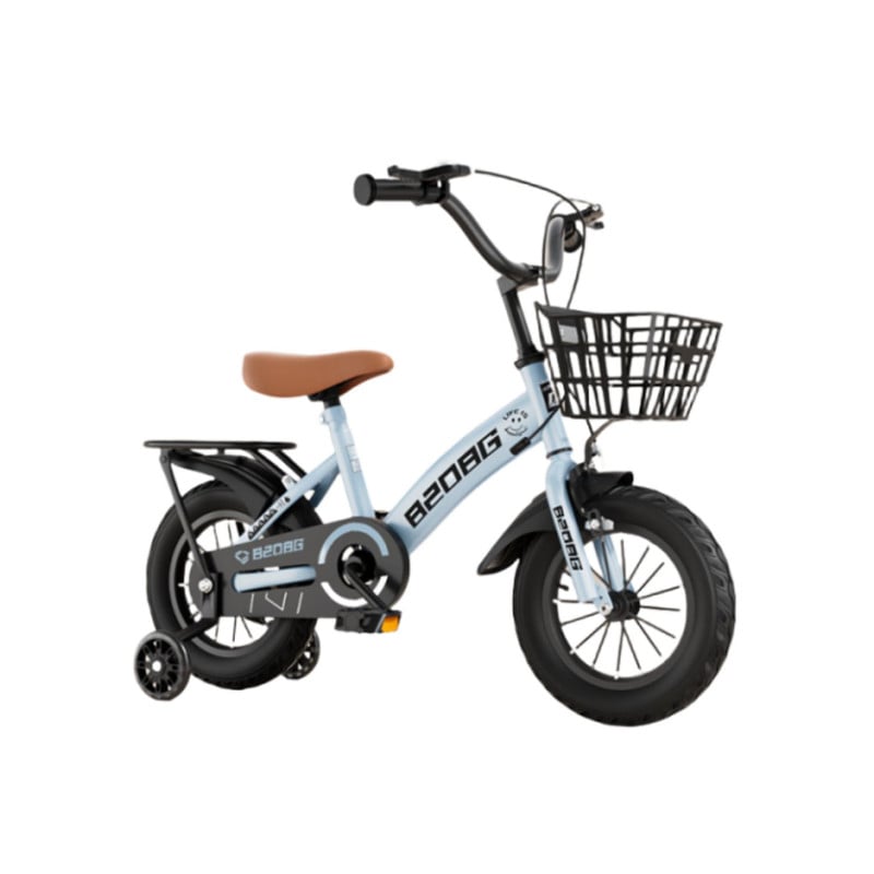 BICICLETA INFANTIL ARO 12 CESTA Y RUEDA CON LUCES CELESTE - 1