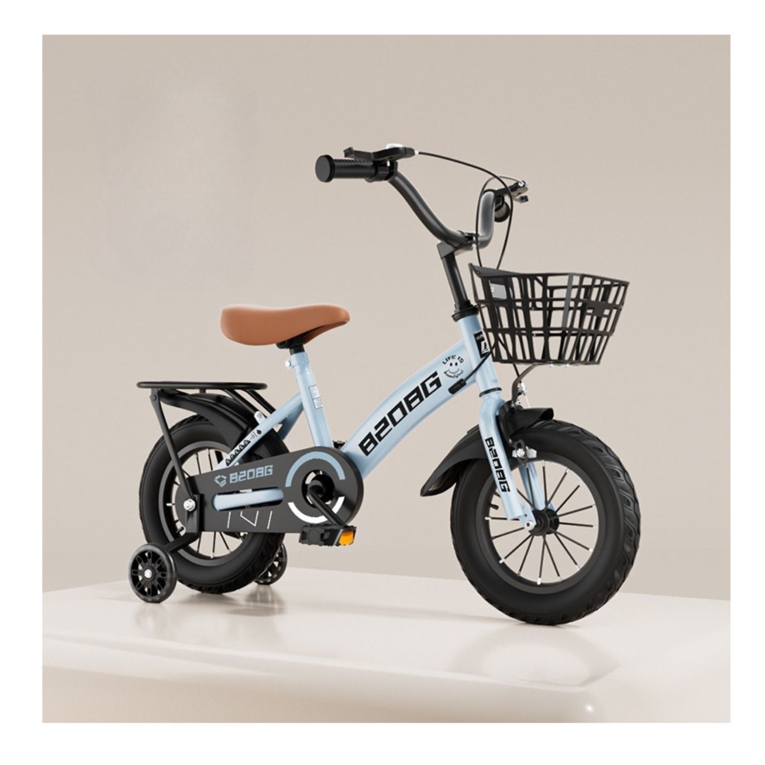 BICICLETA INFANTIL ARO 12 CESTA Y RUEDA CON LUCES CELESTE - 5