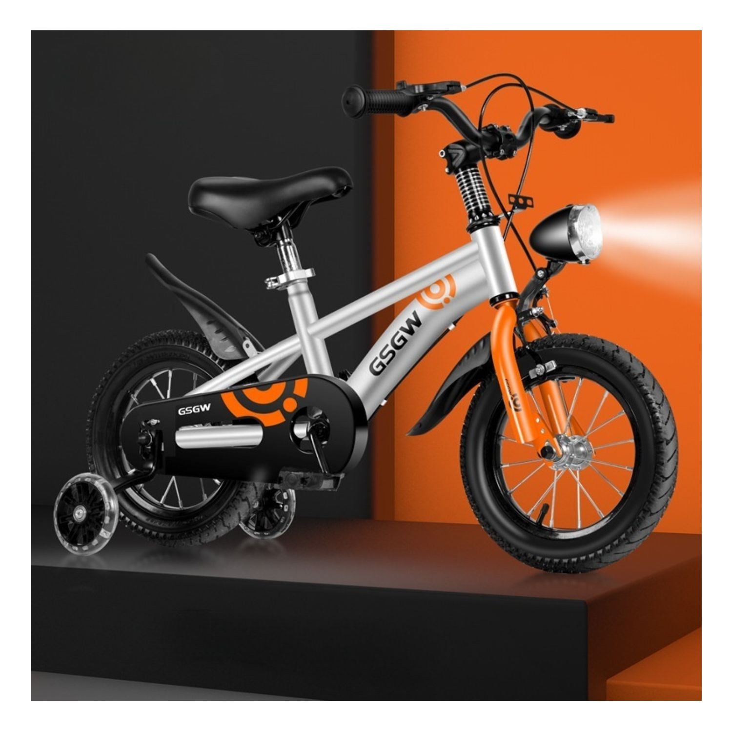 BICICLETA INFANTIL ARO 12 PLATEADA CON LUZ DELANTERA - 3
