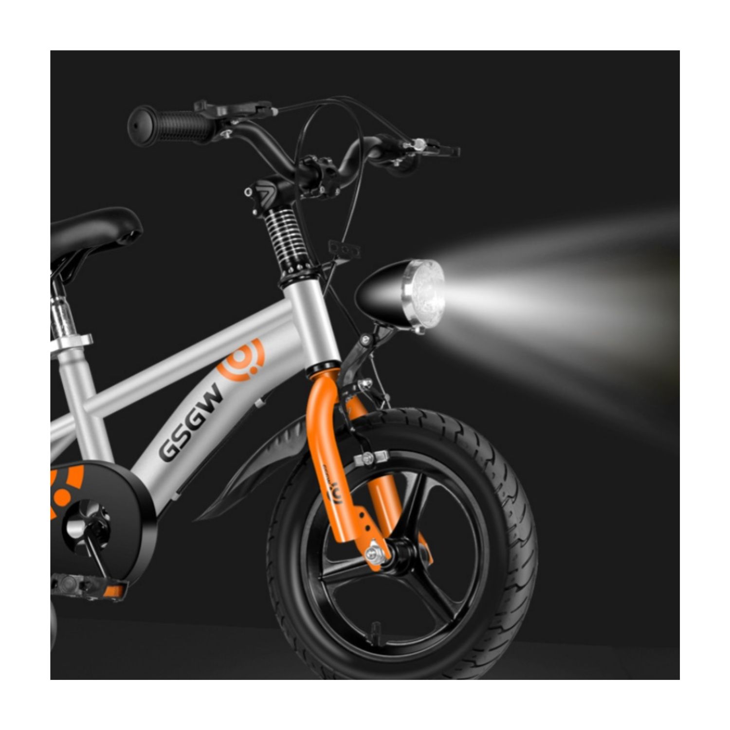 BICICLETA INFANTIL ARO 12 PLATEADA CON LUZ DELANTERA - 4