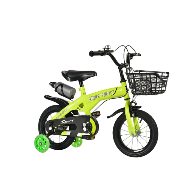 BICICLETA ARO 16 CON CESTA, RUEDAS Y BOTELLÓN DE AGUA VERDE - 1