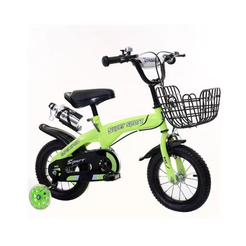 BICICLETA ARO 16 CON CESTA, RUEDAS Y BOTELLÓN DE AGUA VERDE - 2
