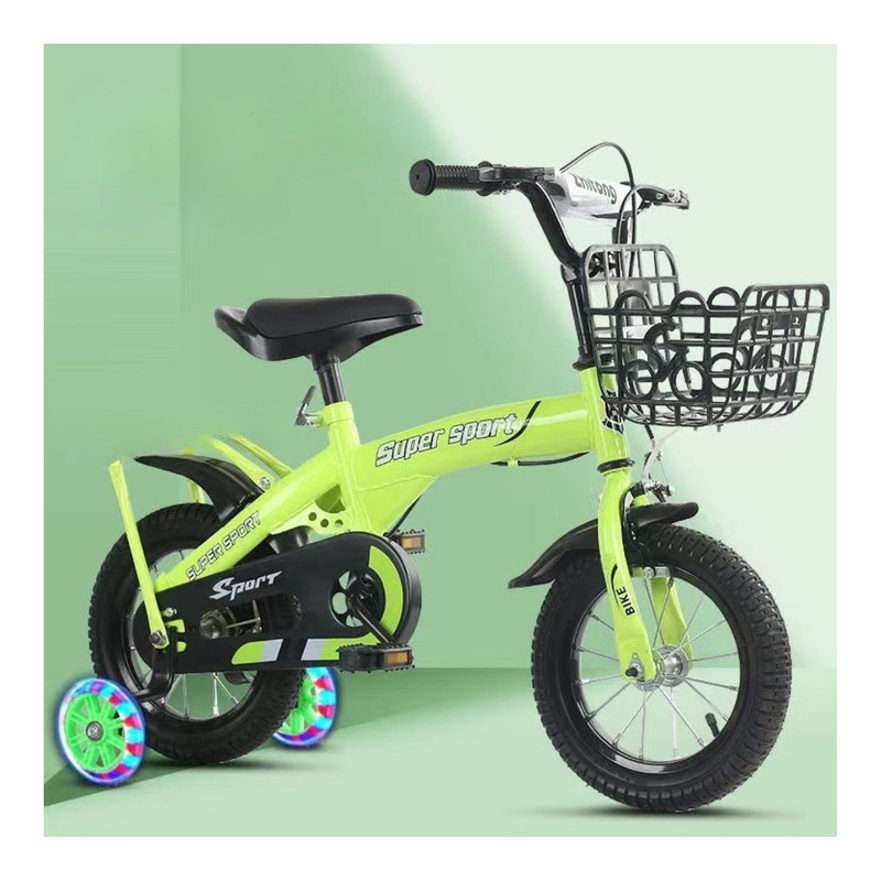 BICICLETA ARO 16 CON CESTA, RUEDAS Y BOTELLÓN DE AGUA VERDE - 3