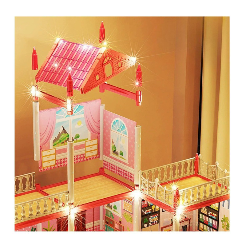 CASA DE MUÑECAS 3 NIVELES CON LUCES DECORATIVAS Y ACCESORIOS - 3
