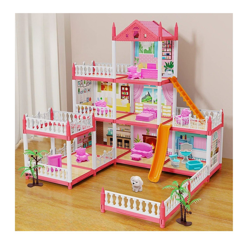 CASA DE MUÑECAS 3 NIVELES CON LUCES DECORATIVAS Y ACCESORIOS - 4