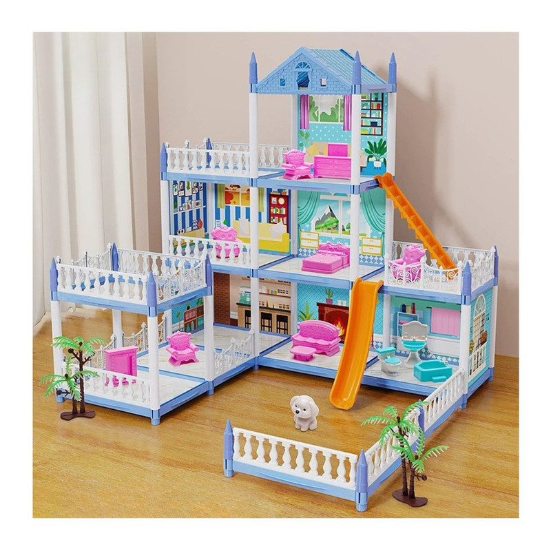 CASA DE MUÑECAS 3 NIVELES CON LUCES DECORATIVAS Y ACCESORIOS - 2