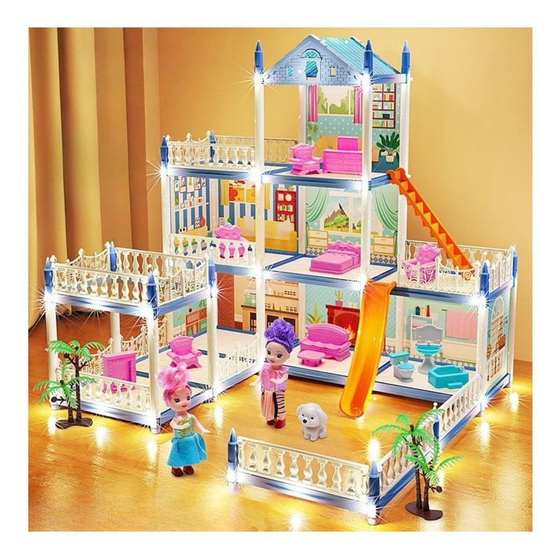 CASA DE MUÑECAS 3 NIVELES CON LUCES DECORATIVAS Y ACCESORIOS - 3
