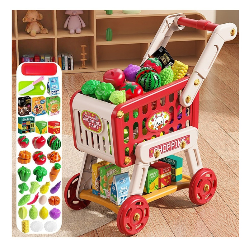 CARRITO DE COMPRA DE JUGUETE CON 33 PIEZAS SUPERMERCADO - 5