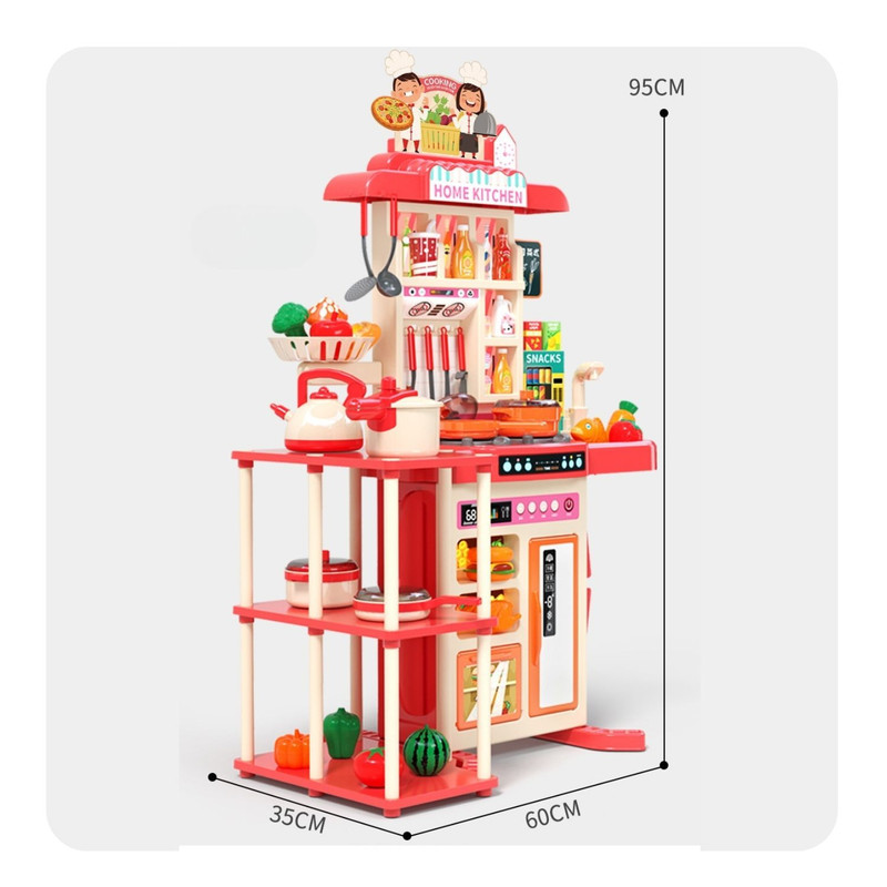 COCINA DE JUGUETE GRANDE 95 CM 73 PIEZAS CON LUZ Y SONIDO - 3