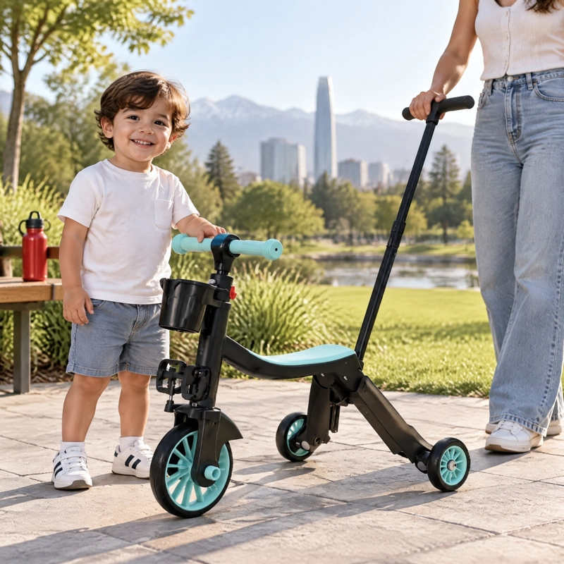 SCOOTER MONOPATÍN ANDADOR TRICICLO 4 EN 1 INFANTIL VERDE - 3