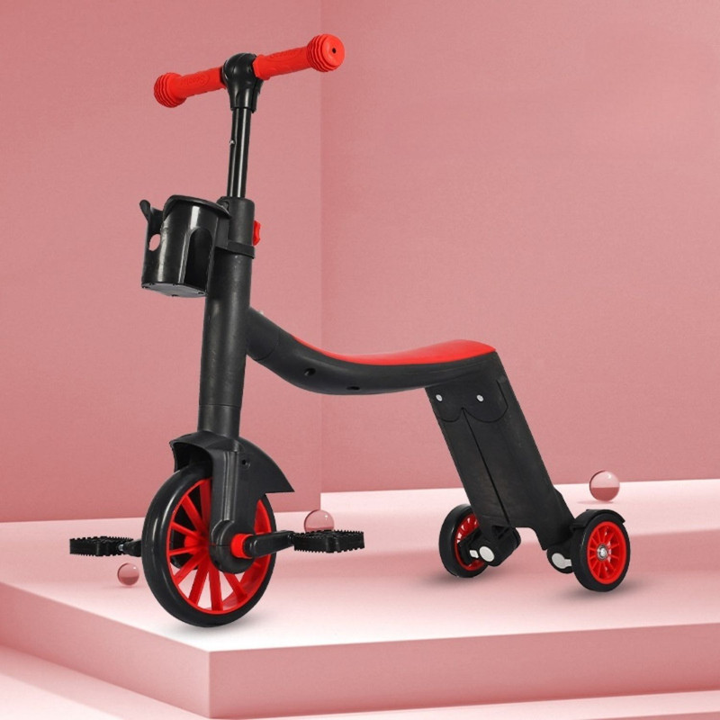 SCOOTER MONOPATÍN ANDADOR TRICICLO 4 EN 1 INFANTIL EN COLOR ROJO - 3