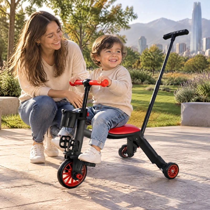 SCOOTER MONOPATÍN ANDADOR TRICICLO 4 EN 1 INFANTIL EN COLOR ROJO - 4