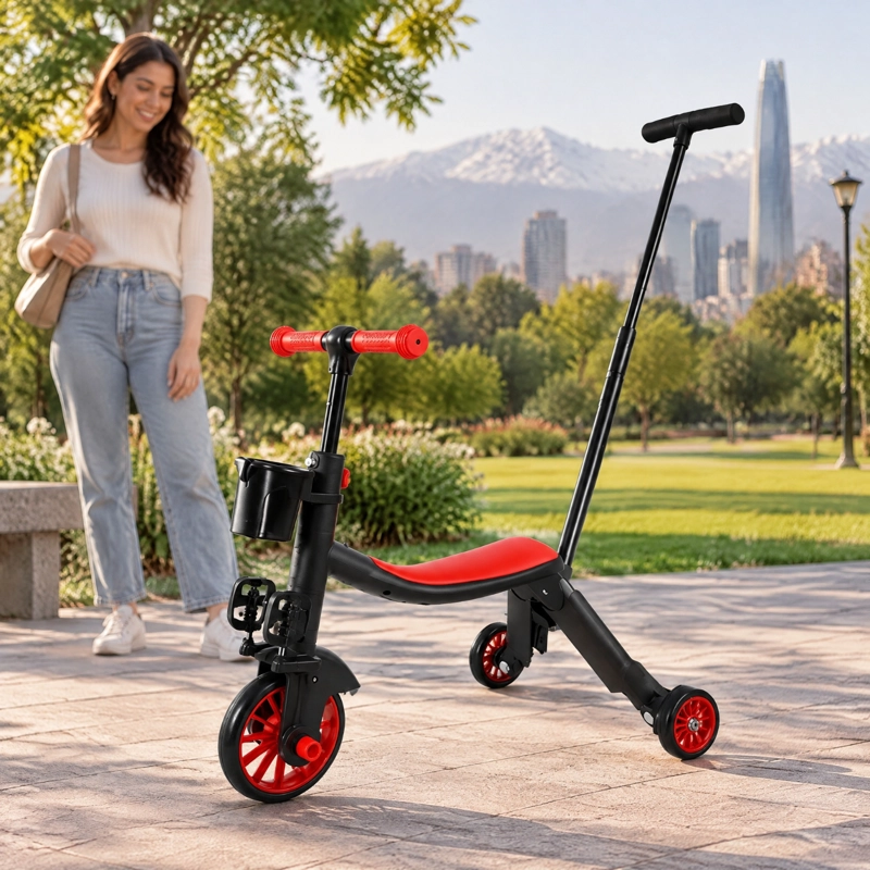 SCOOTER MONOPATÍN ANDADOR TRICICLO 4 EN 1 INFANTIL EN COLOR ROJO - 5
