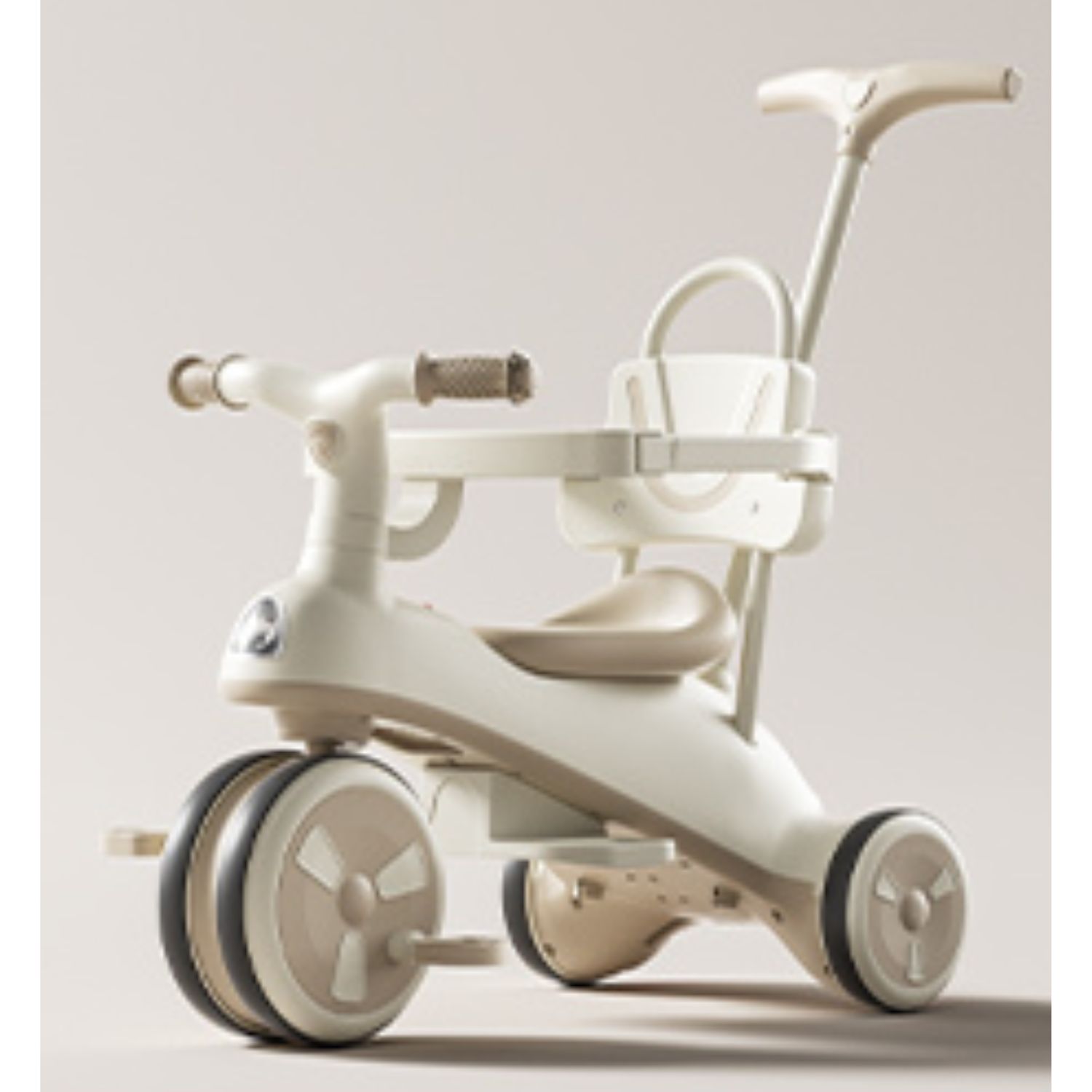 COCHE TRICICLO CON TECHO Y ANDADOR CON LUZ Y MÚSICA CAQUI - 4