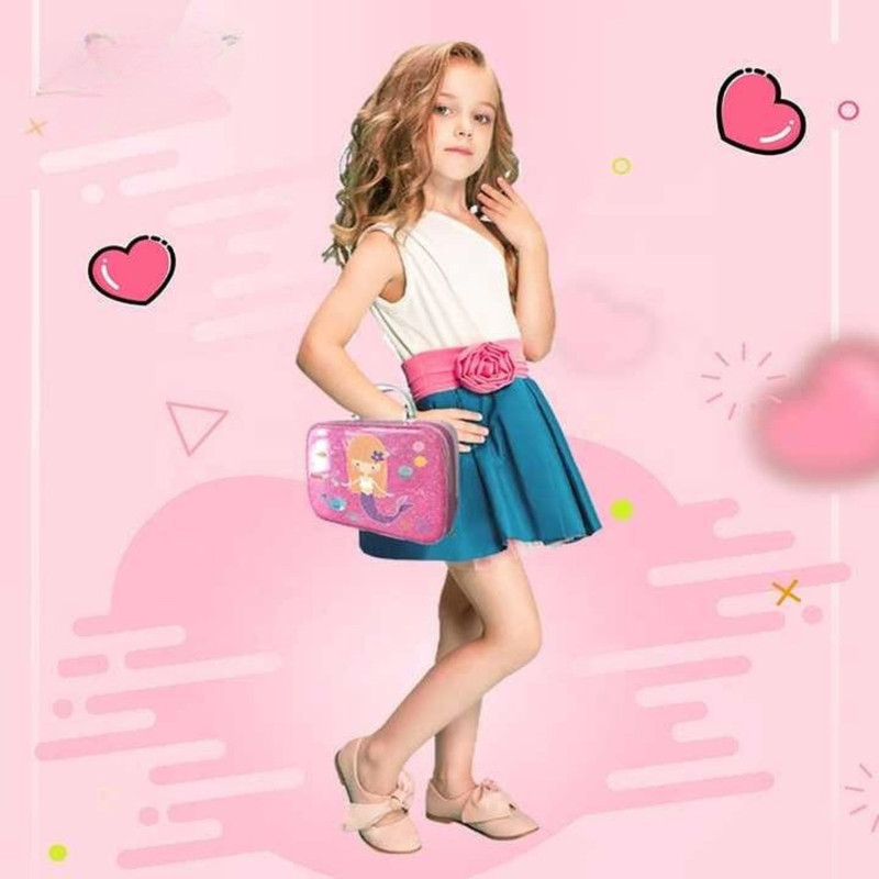 JUEGO DE MAQUILLAJE INFANTIL LAVABLE NO TOXICO KIT COSME TICOS NIÑAS EN MALETA - 2