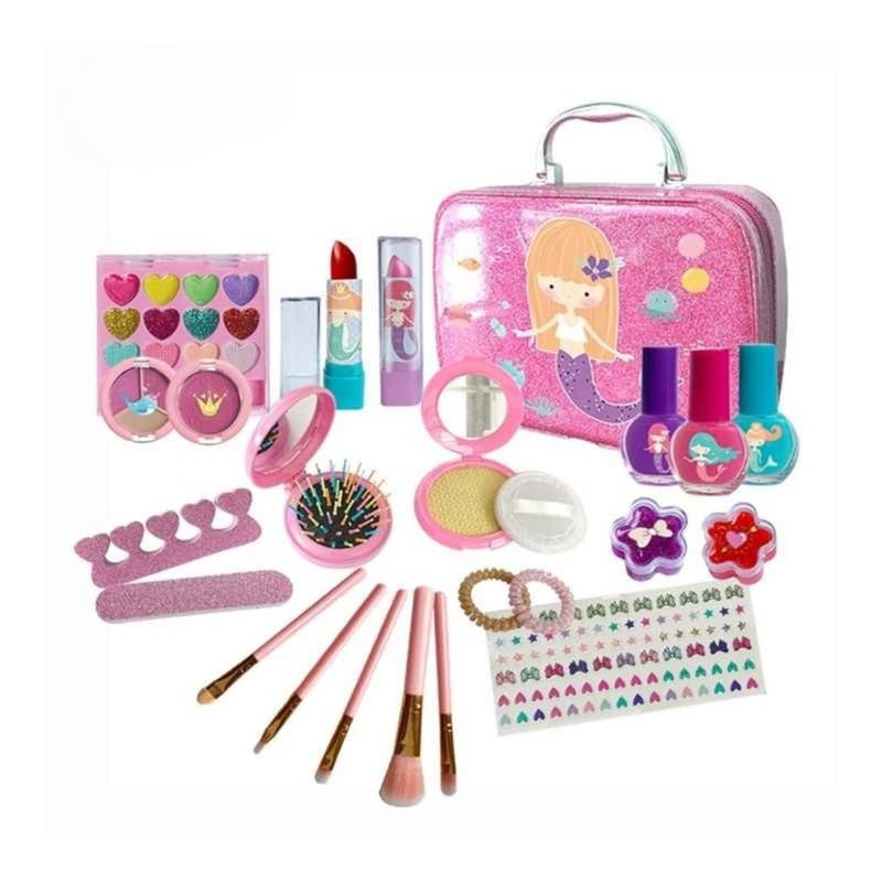 JUEGO DE MAQUILLAJE INFANTIL LAVABLE NO TOXICO KIT COSME TICOS NIÑAS EN MALETA - 3