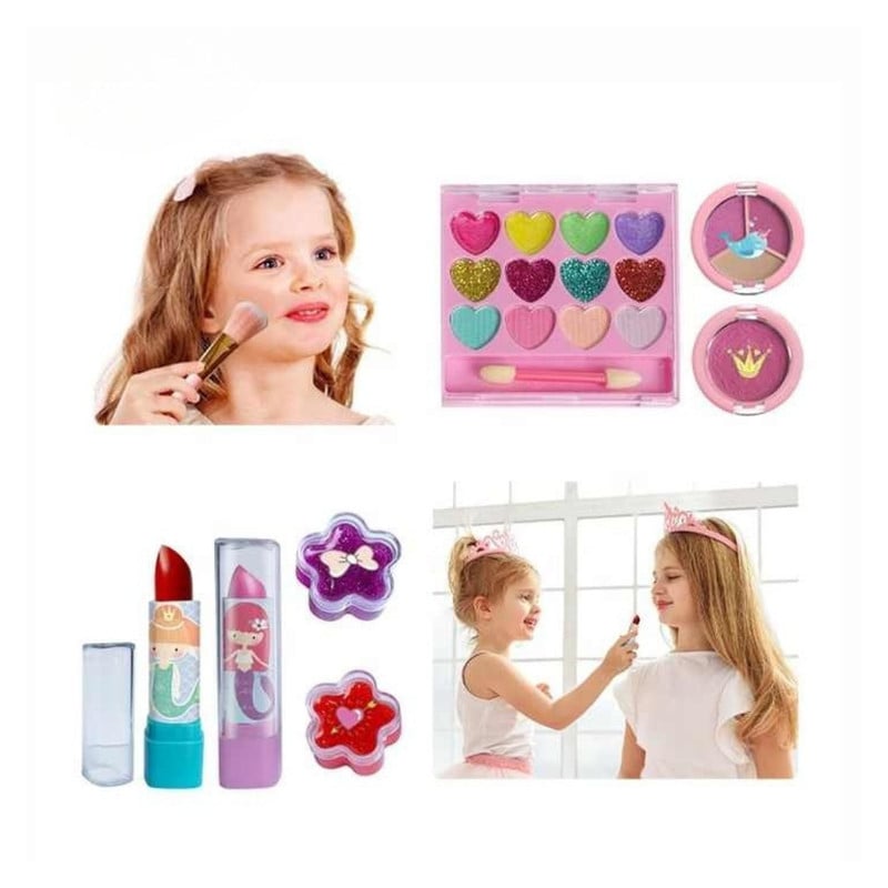 JUEGO DE MAQUILLAJE INFANTIL LAVABLE NO TOXICO KIT COSME TICOS NIÑAS EN MALETA - 4