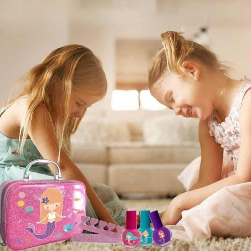 JUEGO DE MAQUILLAJE INFANTIL LAVABLE NO TOXICO KIT COSME TICOS NIÑAS EN MALETA - 6