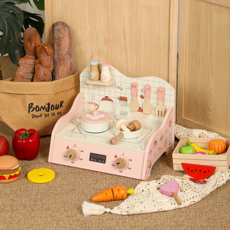 MINI COCINA DE JUGUETE DE MADERA CON ACCESORIOS Y PORTATIL - 3